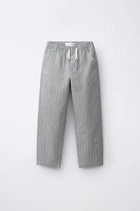 PANTALON RAYURES AVEC LIN