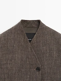 Flecked wool blend coat with high collar