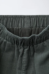 EMBROIDERED LINED FINE WALED CORDUROY PANTS