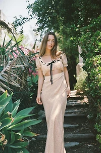 POLKA DOT DRESS WITH CONTRAST TIE