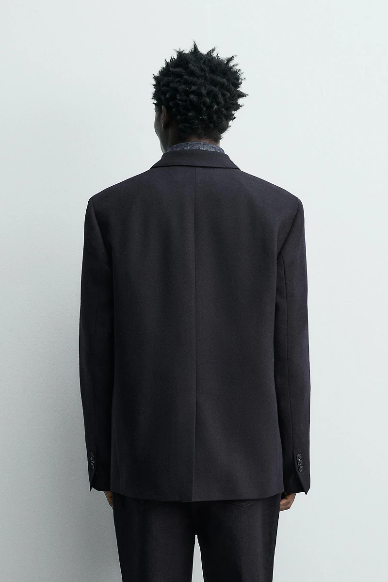 DOUBLE BREASTED 100% WOOL FLANNEL BLAZER