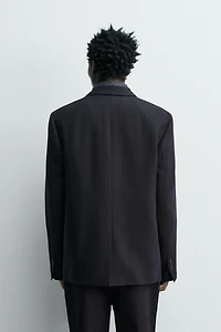 DOUBLE BREASTED 100% WOOL FLANNEL BLAZER