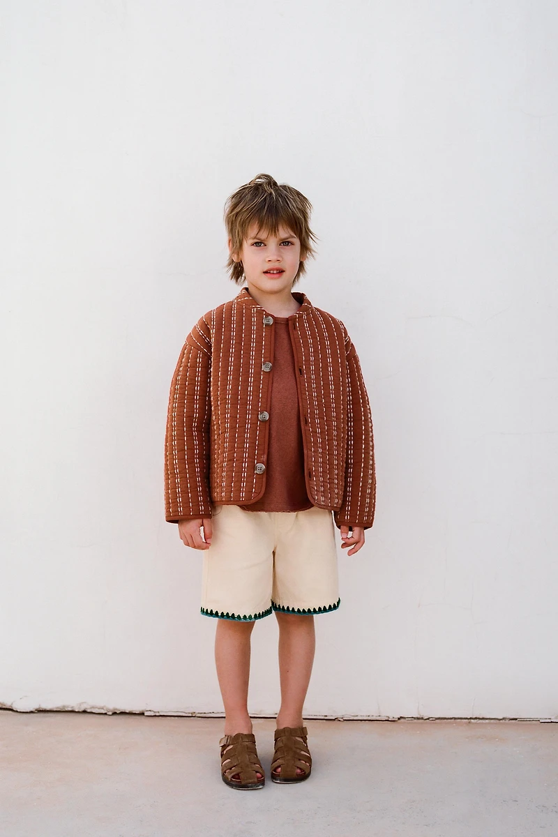 PLAIN LINEN AND COTTON T-SHIRT