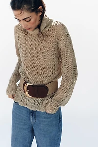 CEINTURE EN CROÛTE DE CUIR ET RAFFIA