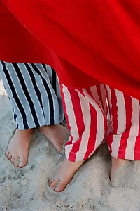 STRIPED RELAXED FIT PANTS WITH LABEL