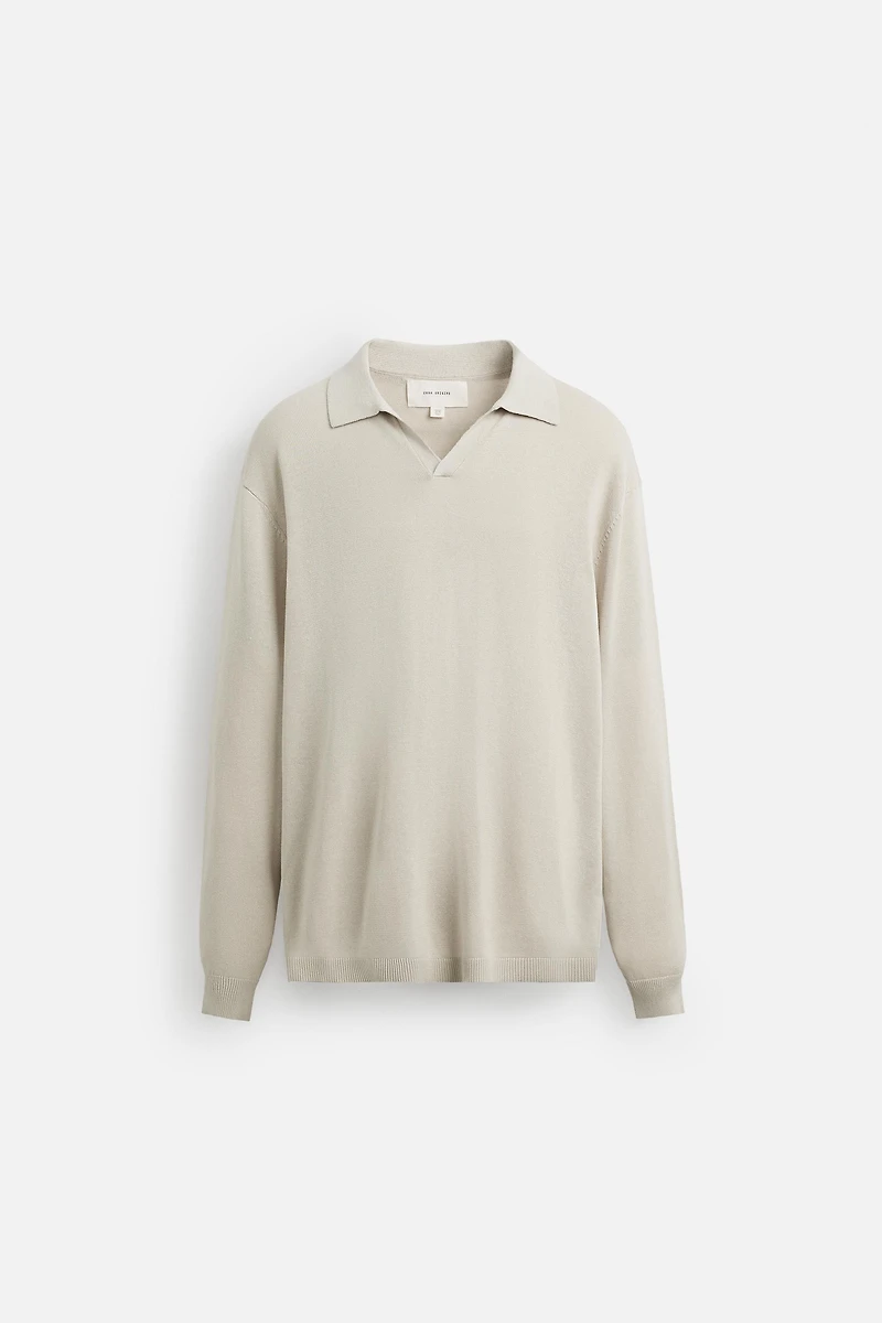 COTTON-HEMP KNIT POLO SHIRT