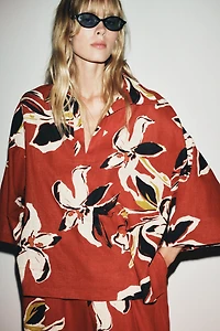 FLORAL PRINT LINEN SHIRT