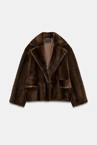 SHORT FAUX FUR COAT