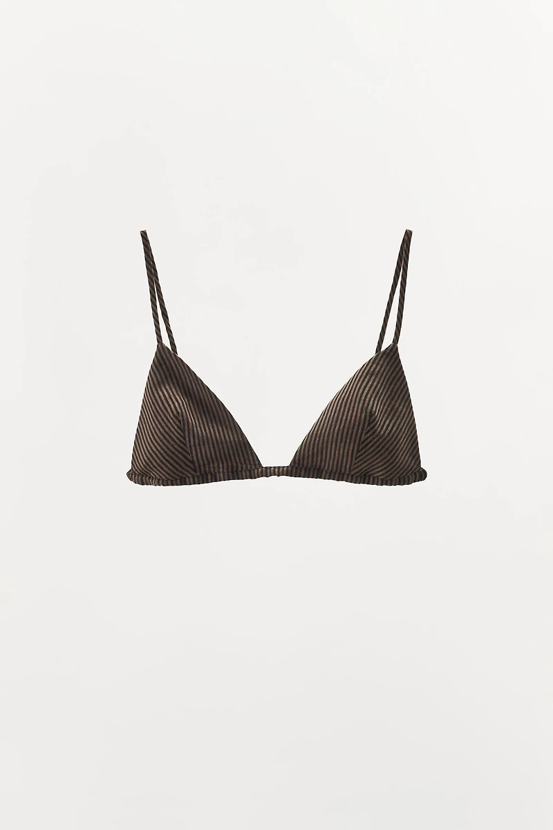 STRIPED LINEN TRIANGLE BRA