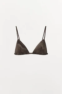 STRIPED LINEN TRIANGLE BRA