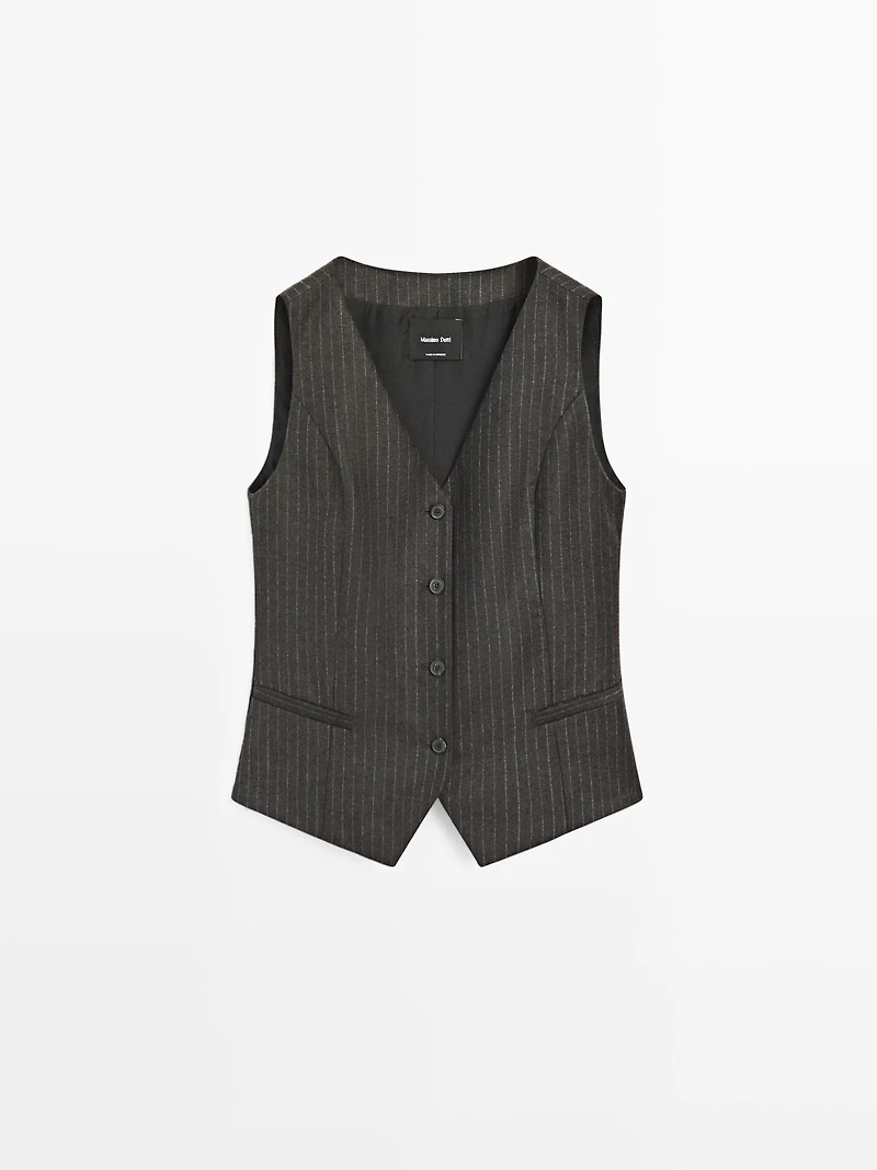 100% wool pinstripe waistcoat