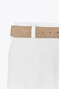 BELTED FLOWY PANTS