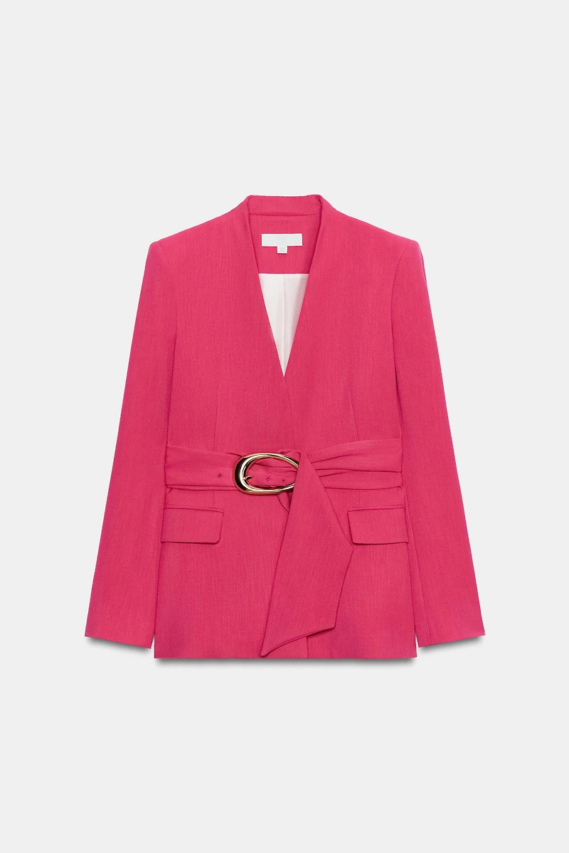 SHOULDER PAD BLAZER WITH BELT