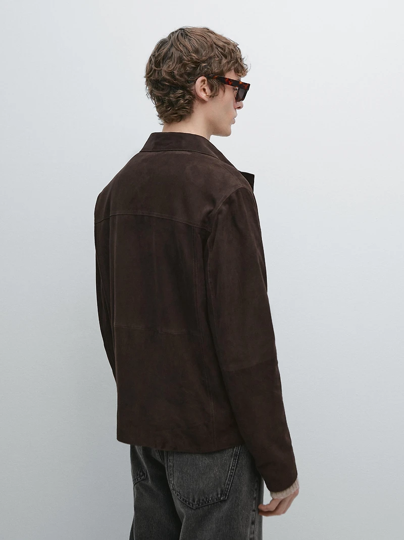 Veste avec poches en cuir effet daim