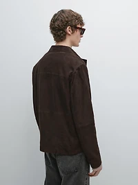 Veste avec poches en cuir effet daim