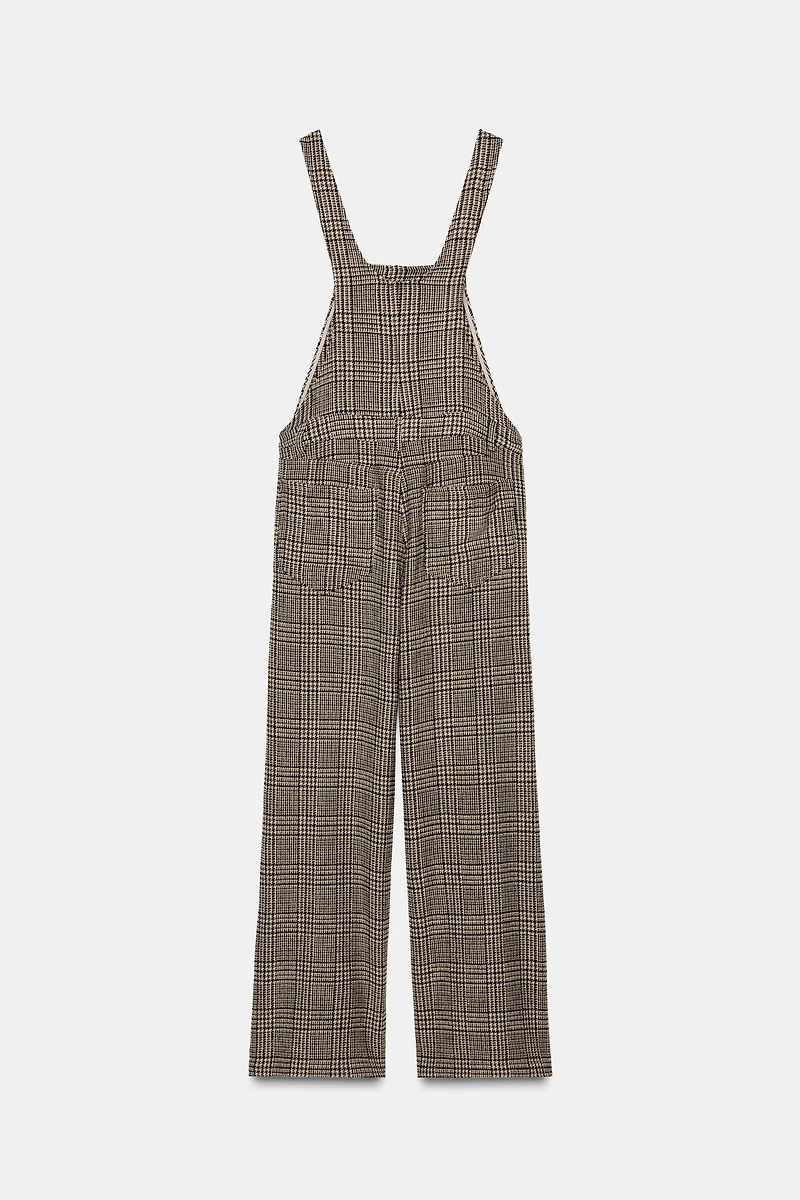 PLAID WOOL BLEND LONG JUMPSUIT
