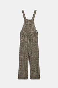 PLAID WOOL BLEND LONG JUMPSUIT