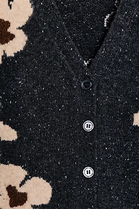 OVERSIZED FLORAL JACQUARD KNIT CARDIGAN