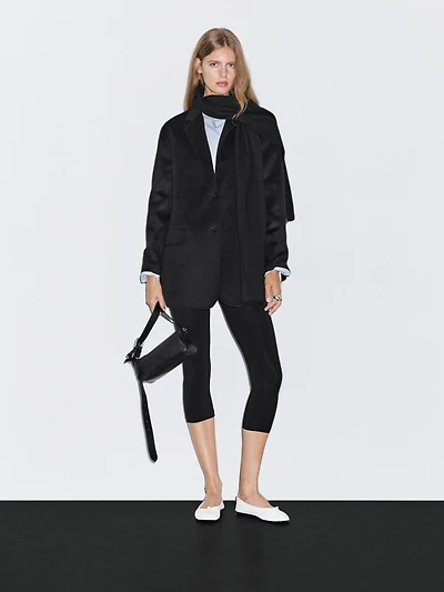 Wool blend blazer with scarf