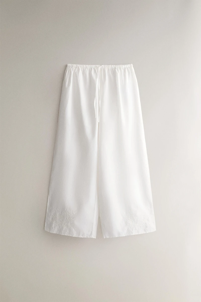 EMBROIDERED COTTON TROUSERS