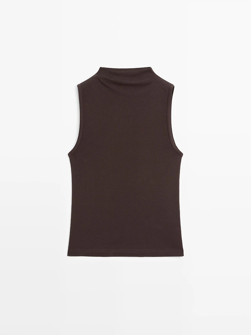 100% cotton funnel neck top