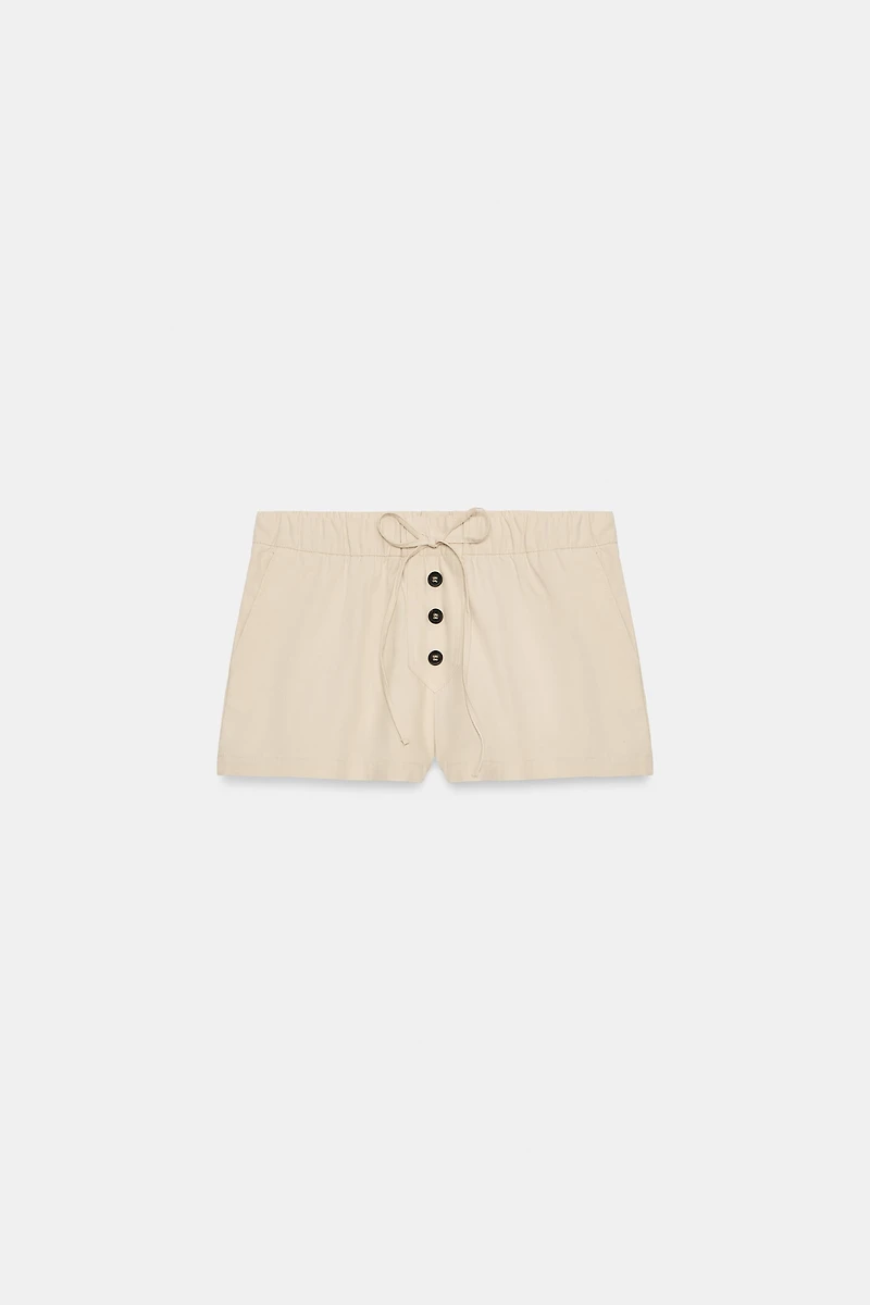 ELASTIC WAIST SHORTS WITH BUTTONS