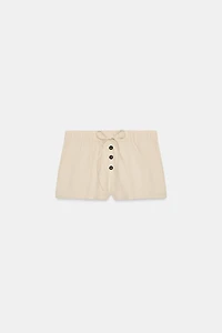 ELASTIC WAIST SHORTS WITH BUTTONS