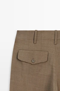 100% Wool Melange Suit Pants