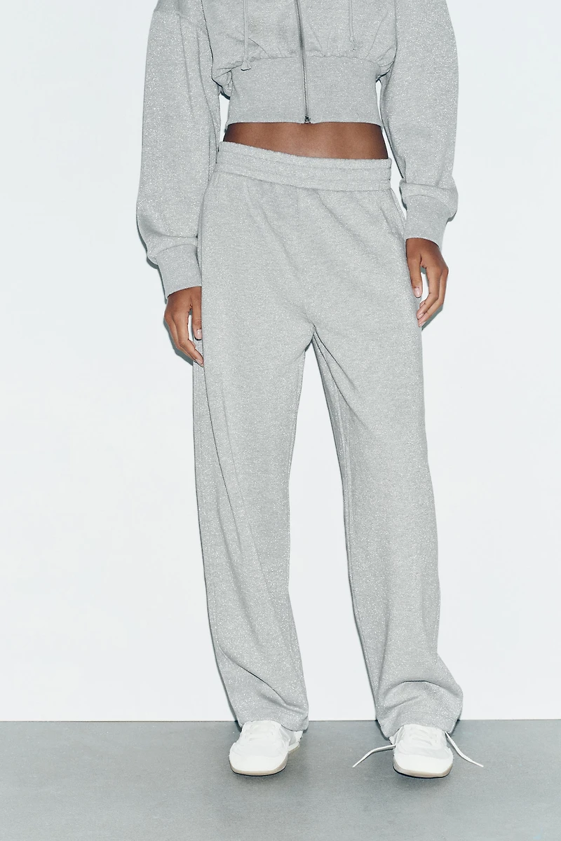 METALLIC THREAD FLEECE PANTS