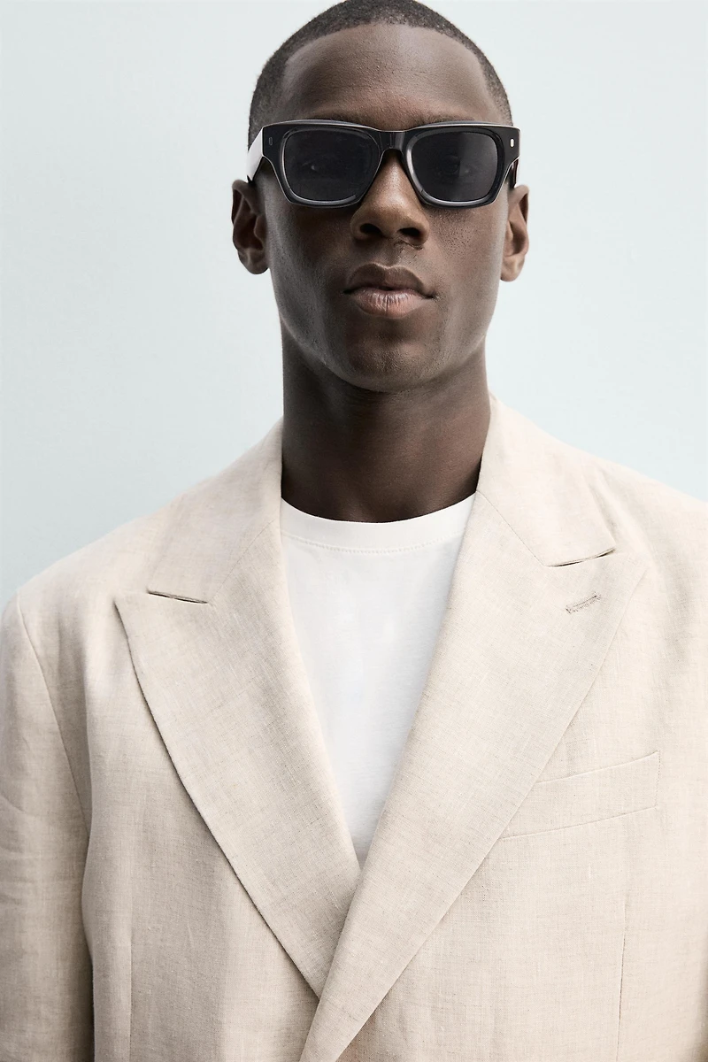 100% LINEN DOUBLE-BREASTED BLAZER