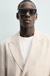 100% LINEN DOUBLE-BREASTED BLAZER