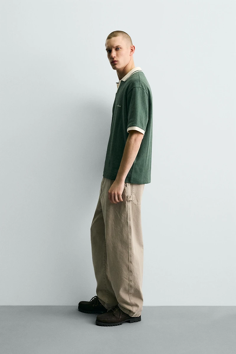 EMBROIDERED VERTICAL JACQUARD POLO