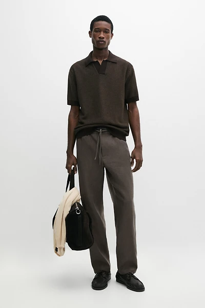 100% cotton textured knit polo sweater