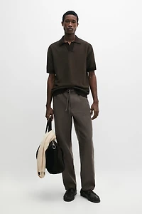 100% cotton textured knit polo sweater