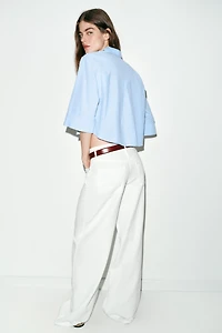 SHORT SHIRT WITH STRIPED FLAPS