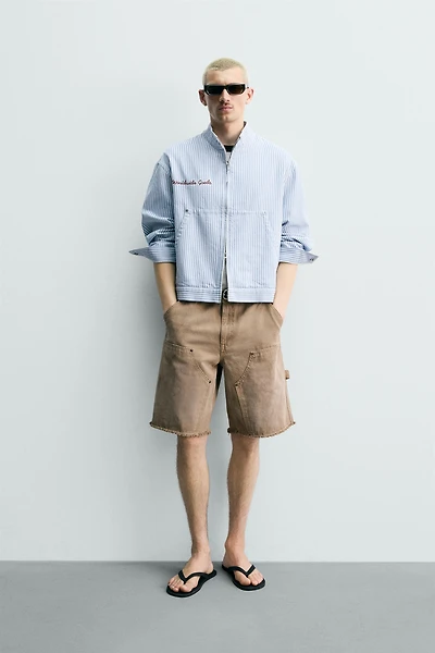 BLOUSON RELAXED FIT RAYURES BRODÉES