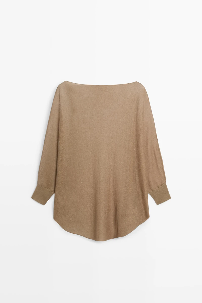 Linen blend flowing cape-style sweater