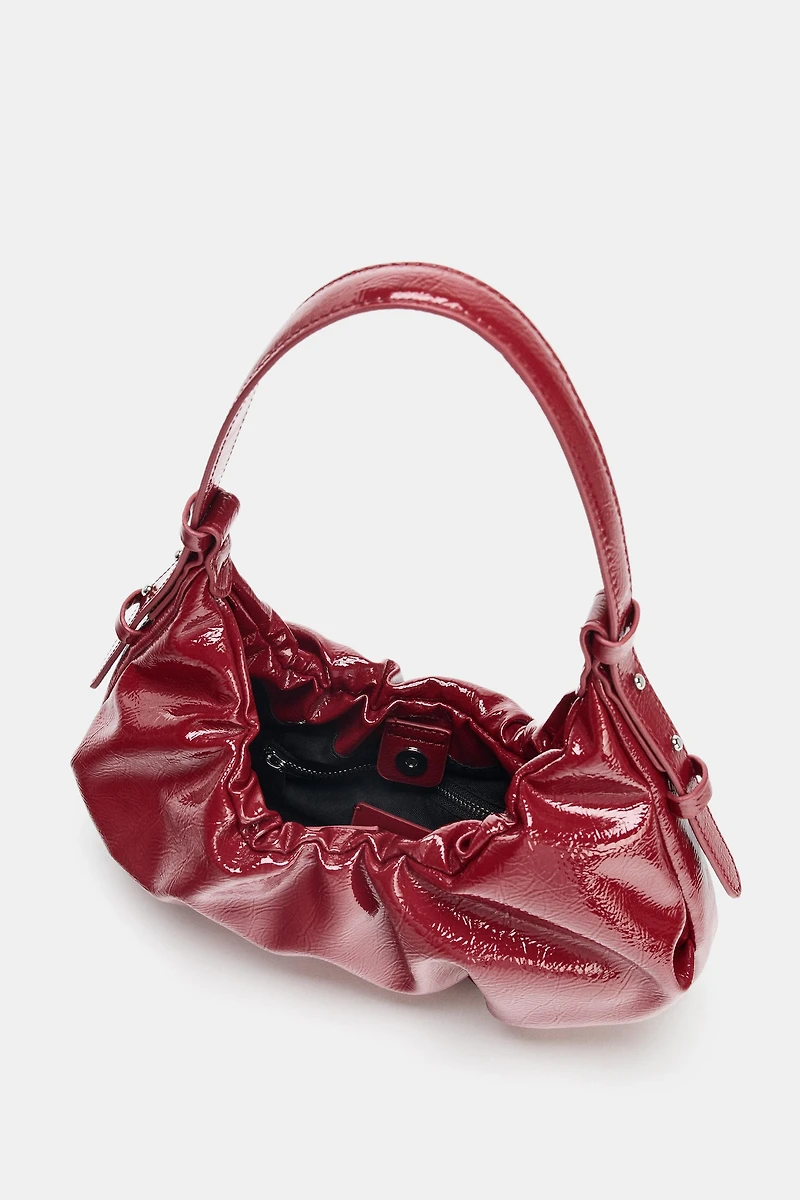 CRACKLE-EFFECT RUCHED BAG