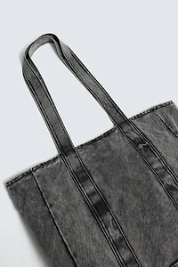 WASHED EFFECT DENIM SHOPPER BAG