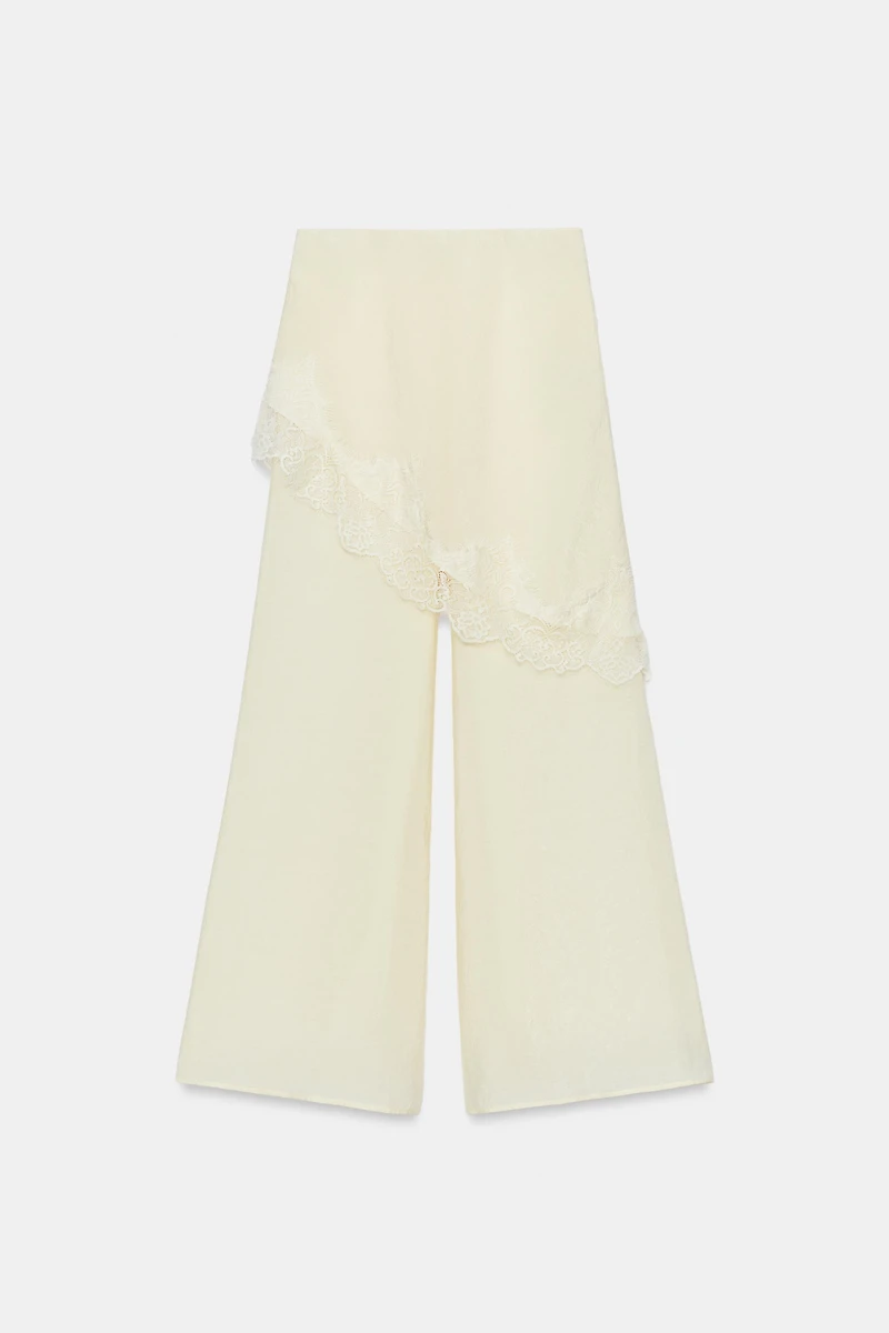 WIDE LEG PAREO PANTS WITH LACE