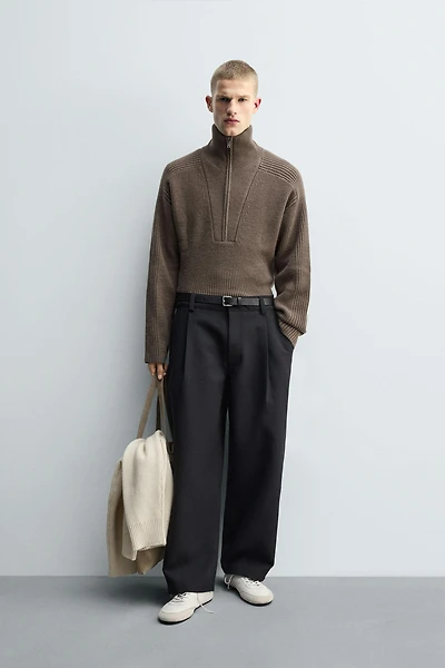 PURL KNIT QUARTER-ZIP JUMPER