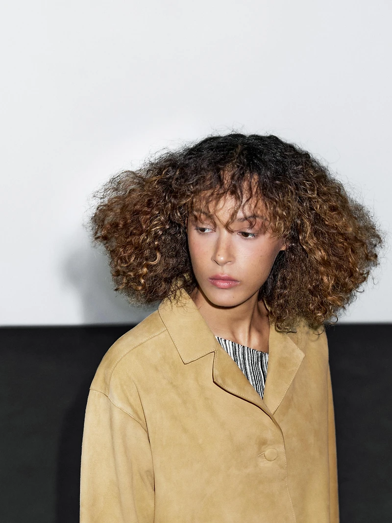 Long suede leather coat
