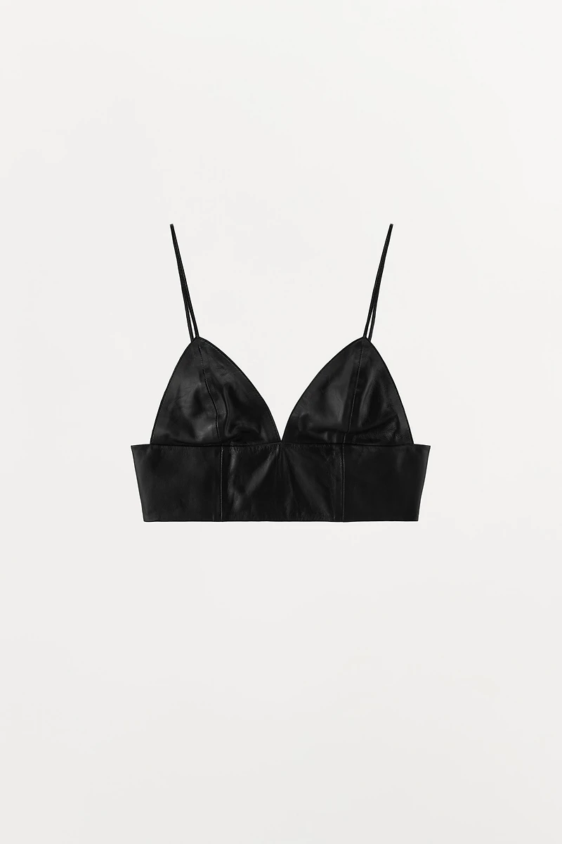 TOP TRIANGLE EN CUIR