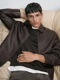 Cowhide nappa leather jacket