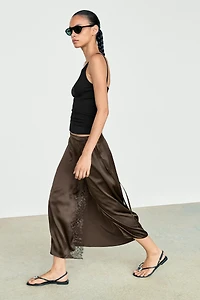 100% silk lace-detail pareo skirt