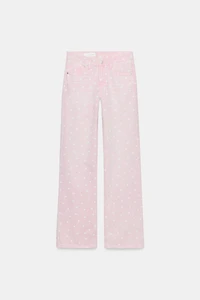 TRF WIDE LEG LOW RISE POLKA DOT JEANS