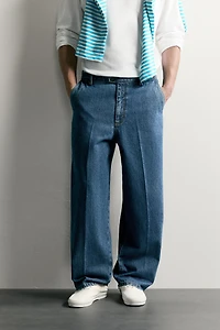 REGULAR FIT DENIM CHINO TROUSERS
