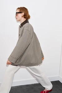 VESTE PIED-DE-POULE FINITIONS MATIÈRE SYNTHÉTIQUE