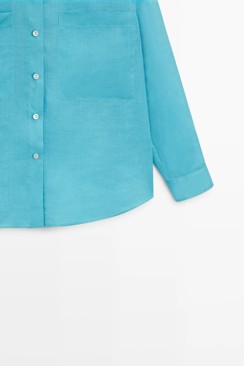 100% ramie flowing pocket shirt