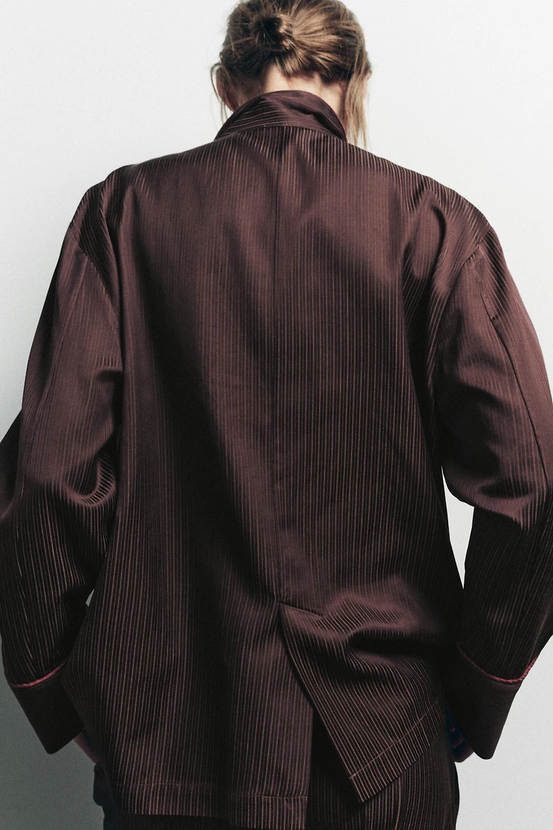 CONTRAST STRIPE PAJAMA SHIRT